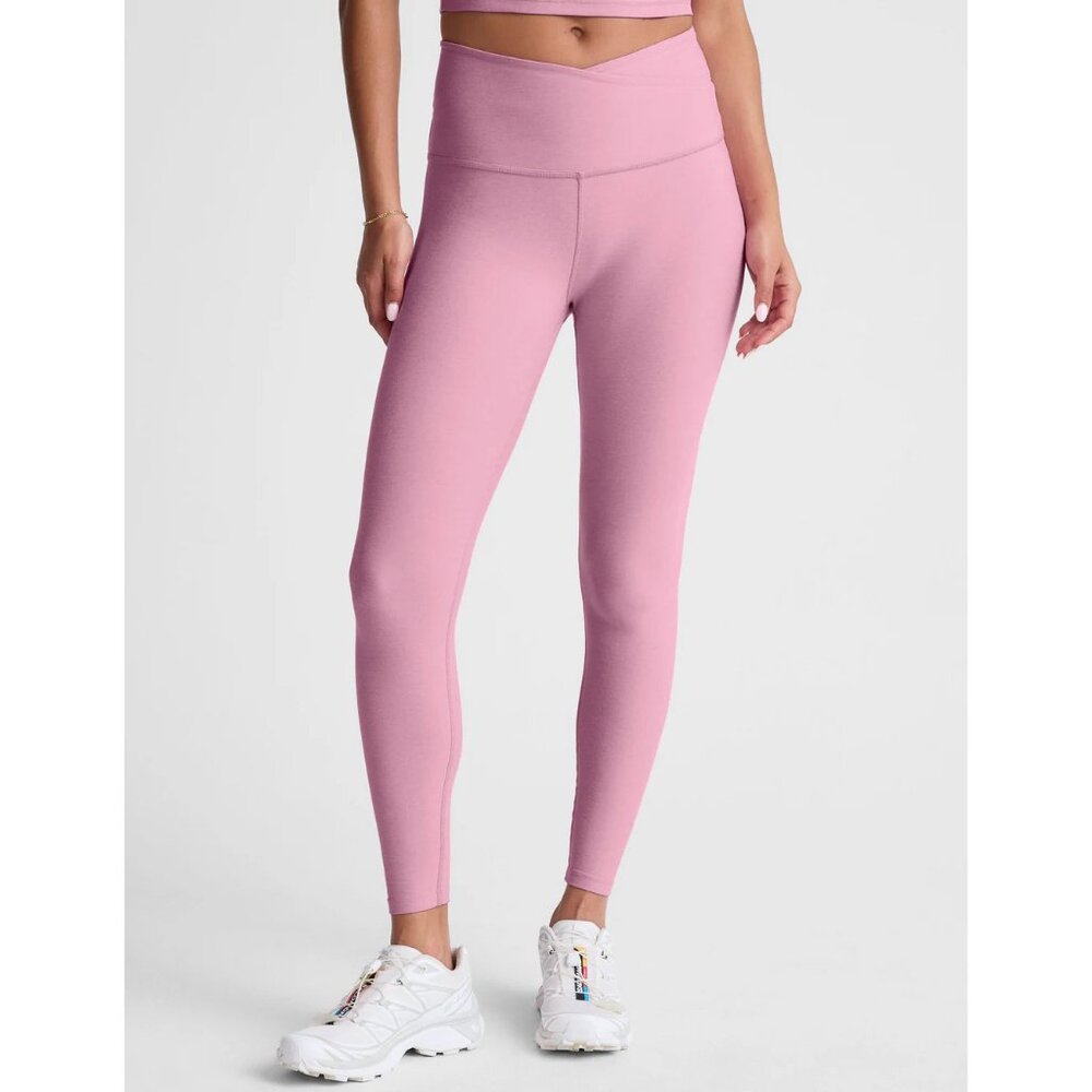 Beyond Yoga Pink Leggings Spacedye At Your Leisure Midi Yoga Pants SZ L NEW - Picture 3 of 5